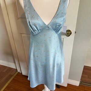 bp Blue Chemise Satin Lace Detail